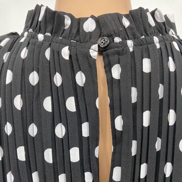 Lulus Plead Black/White Polka Dot Long Sleeve Shift Dress Size S - Picture 4 of 9